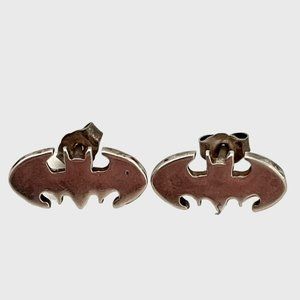 TM & DC Comics Batman Logo Earrings Cutout Sterling Silver Stud